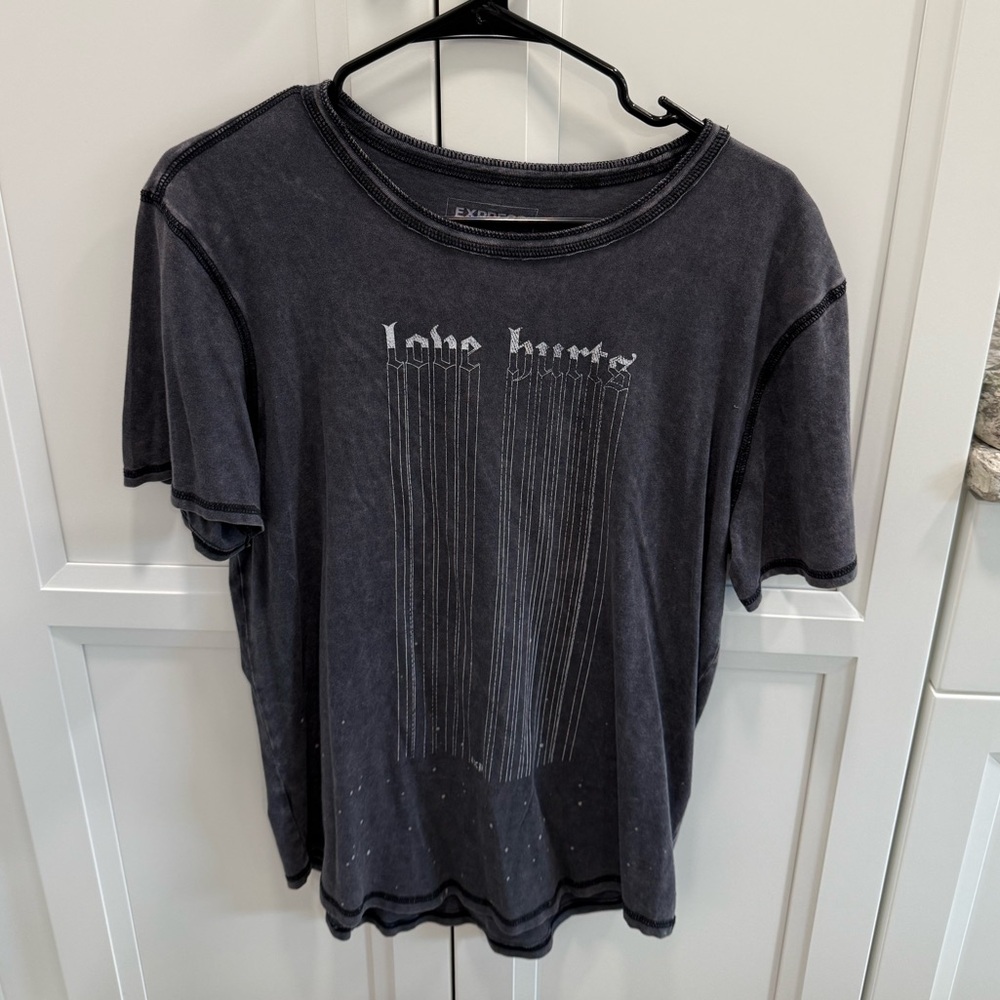 Express men’s black wash Love Hurts T shirt